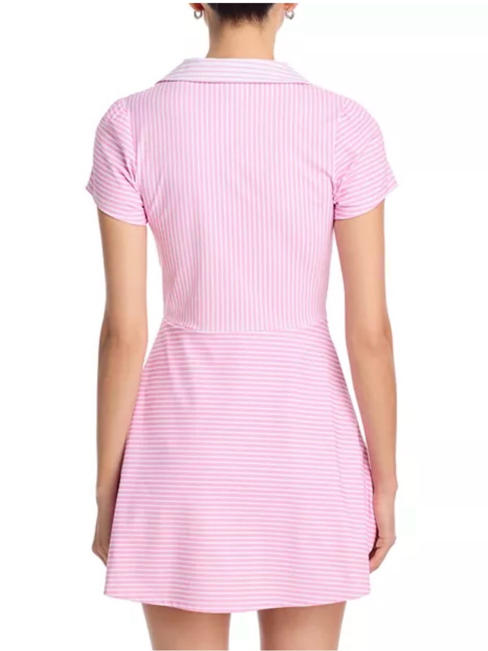 Addison Bay Cricket Pink Striped Polo-Style Short Sleeve Dress - Picture 2 of 9